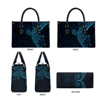 Black Blue Polynesian Tribal Leather Bag - Polynesian Pride