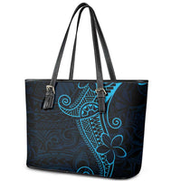 Black Blue Polynesian Tribal Leather Tote Bag LT9 - Polynesian Pride