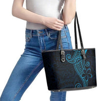 Black Blue Polynesian Tribal Leather Tote Bag LT9 - Polynesian Pride