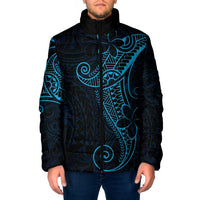 Black Blue Polynesian Tribal Padded Jacket - Polynesian Pride