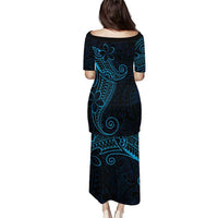 Black Blue Polynesian Tribal Puletasi LT9 - Polynesian Pride