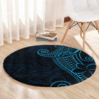 Black Blue Polynesian Tribal Round Carpet LT9 - Polynesian Pride