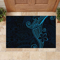 Black Blue Polynesian Tribal Rubber Doormat - Polynesian Pride