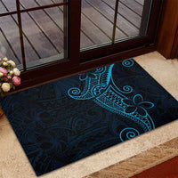Black Blue Polynesian Tribal Rubber Doormat - Polynesian Pride
