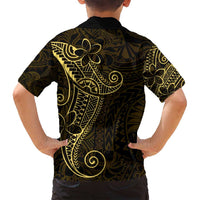 Black Gold Polynesian Tribal Family Matching Long Sleeve Bodycon Dress and Hawaiian Shirt LT9 - Polynesian Pride