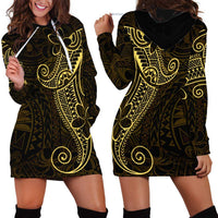 Black Gold Polynesian Tribal Hoodie Dress LT9 - Polynesian Pride