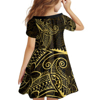 Black Gold Polynesian Tribal Kid Short Sleeve Dress - Polynesian Pride