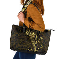 Black Gold Polynesian Tribal Leather Tote Bag LT9 Gold - Polynesian Pride