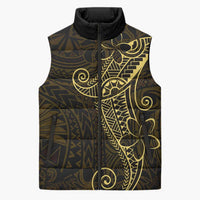 Black Gold Polynesian Tribal Sleeveless Puffer Jacket LT9 Unisex Gold - Polynesian Pride