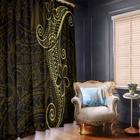 Black Gold Polynesian Tribal Window Curtain - Polynesian Pride