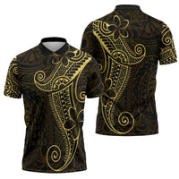Black Gold Polynesian Tribal Zipper Polo Shirt - Polynesian Pride