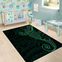 Black Green Polynesian Tribal Area Rug - Polynesian Pride