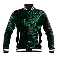 Black Green Polynesian Tribal Baseball Jacket LT9 Unisex Green - Polynesian Pride