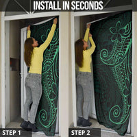 Black Green Polynesian Tribal Door Cover - Polynesian Pride