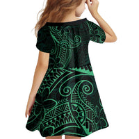 Black Green Polynesian Tribal Family Matching Mermaid Dress and Hawaiian Shirt - Polynesian Pride