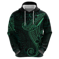 Black Green Polynesian Tribal Hoodie - Polynesian Pride