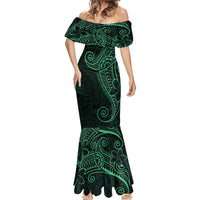 Black Green Polynesian Tribal Mermaid Dress - Polynesian Pride