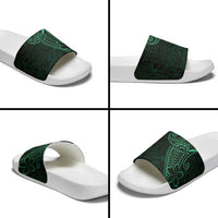 Black Green Polynesian Tribal Slide Sandals - Polynesian Pride