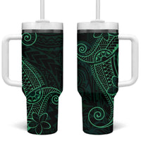 Black Green Polynesian Tribal Tumbler With Handle - Polynesian Pride