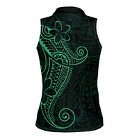 Black Green Polynesian Tribal Women Sleeveless Polo Shirt - Polynesian Pride
