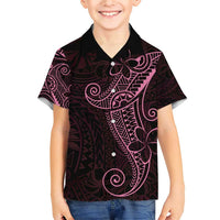 Black Pink Polynesian Tribal Family Matching Short Sleeve Bodycon Dress and Hawaiian Shirt LT9 Son's Shirt Pink - Polynesian Pride