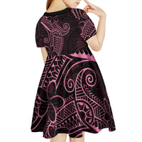 Black Pink Polynesian Tribal Kid Short Sleeve Dress - Polynesian Pride