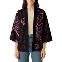 Black Pink Polynesian Tribal Kimono - Polynesian Pride