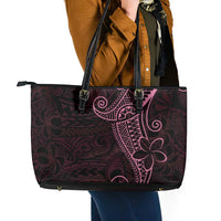 Black Pink Polynesian Tribal Leather Tote Bag LT9 - Polynesian Pride