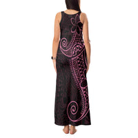 Black Pink Polynesian Tribal Tank Maxi Dress - Polynesian Pride