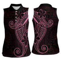 Black Pink Polynesian Tribal Women Sleeveless Polo Shirt - Polynesian Pride