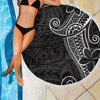 Black White Polynesian Tribal Beach Blanket - Polynesian Pride