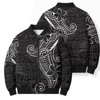 Black White Polynesian Tribal Bomber Puffer Jacket - Polynesian Pride