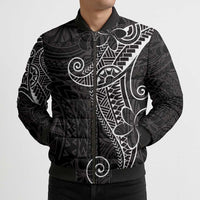 Black White Polynesian Tribal Bomber Puffer Jacket - Polynesian Pride