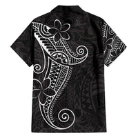 Black White Polynesian Tribal Family Matching Off The Shoulder Long Sleeve Dress and Hawaiian Shirt - Polynesian Pride