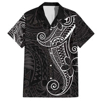 Black White Polynesian Tribal Family Matching Off Shoulder Short Dress and Hawaiian Shirt - Polynesian Pride