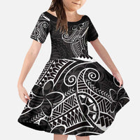 Black White Polynesian Tribal Family Matching Tank Maxi Dress and Hawaiian Shirt - Polynesian Pride