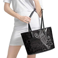 Black White Polynesian Tribal Leather Tote Bag LT9 - Polynesian Pride
