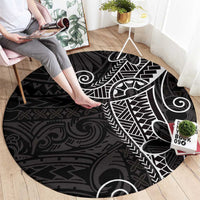 Black White Polynesian Tribal Round Carpet LT9 - Polynesian Pride