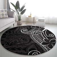 Black White Polynesian Tribal Round Carpet LT9 - Polynesian Pride