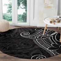 Black White Polynesian Tribal Round Carpet LT9 - Polynesian Pride