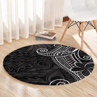 Black White Polynesian Tribal Round Carpet LT9 - Polynesian Pride