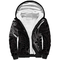 Black White Polynesian Tribal Sherpa Hoodie - Polynesian Pride