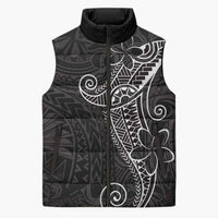 Black White Polynesian Tribal Sleeveless Puffer Jacket - Polynesian Pride