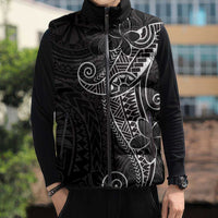 Black White Polynesian Tribal Sleeveless Puffer Jacket - Polynesian Pride