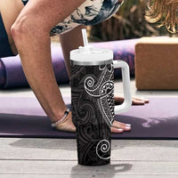 Black White Polynesian Tribal Tumbler With Handle - Polynesian Pride