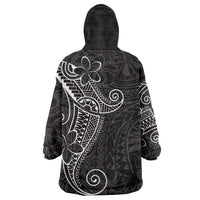 Black White Polynesian Tribal Wearable Blanket Hoodie - Polynesian Pride