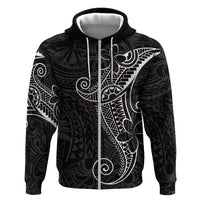 Black White Polynesian Tribal Zip Hoodie - Polynesian Pride