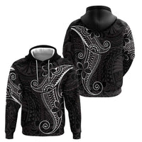 Black White Polynesian Tribal Zip Hoodie - Polynesian Pride