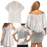 Lotu Tamaiti Tongan Polynesian Art Pattern Family Matching Off Shoulder Short Dress and Hawaiian Shirt Traditional Tribal Motifs - Polynesian Pride