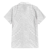Lotu Tamaiti White Tongan Ngatu Family Matching Short Sleeve Bodycon Dress and Hawaiian Shirt Polynesian Tribal Fonulei Pattern - Polynesian Pride